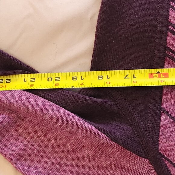 Prana Delia long sleeve sweater wool dress chevron diamond burgundy - Picture 5 of 7